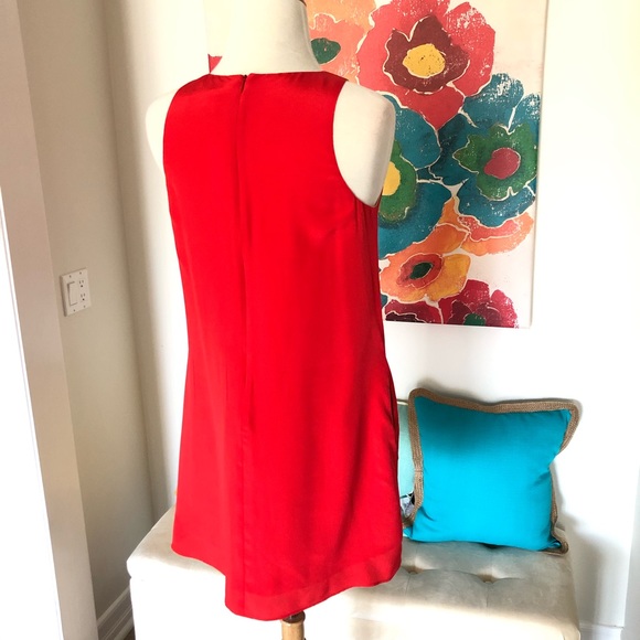 Lavender Brown Red Silk Sleeveless Shift Dress - Picture 3 of 10